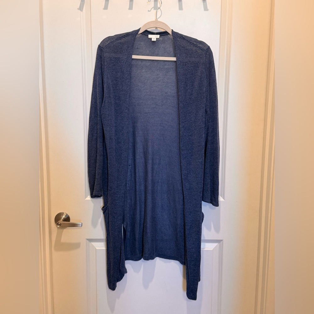 J. Jill Open-Front Longline Cardigan - Navy Blue